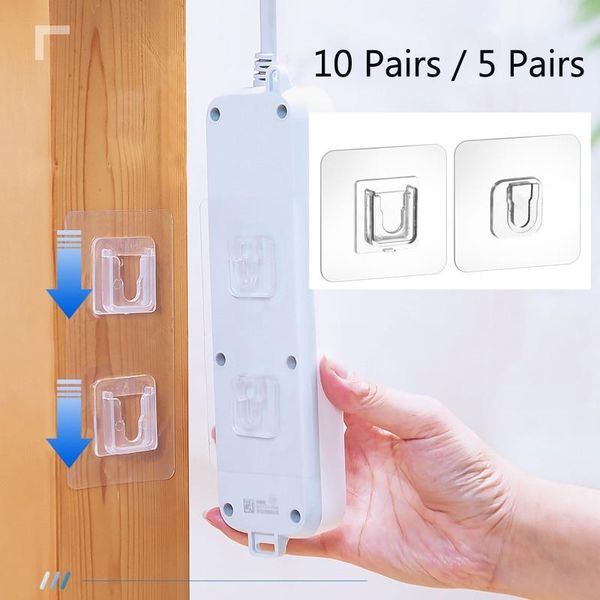 

10/5/3 pairs double-sided adhesive wall hooks hanger transparent suction cup sucker cable storage plug fixing organize & rails