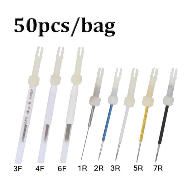 

tattoo needles 50p dermograph 1r/2r/3r/5r/7r/3f/4f/6f original usa mosaic machine needle agulhas for permanent makeup eyebrow lip