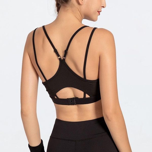 

gym clothing thin shoulder strap sports bra female shockproof gathering beautiful back yoga underwear running fitness, White;black