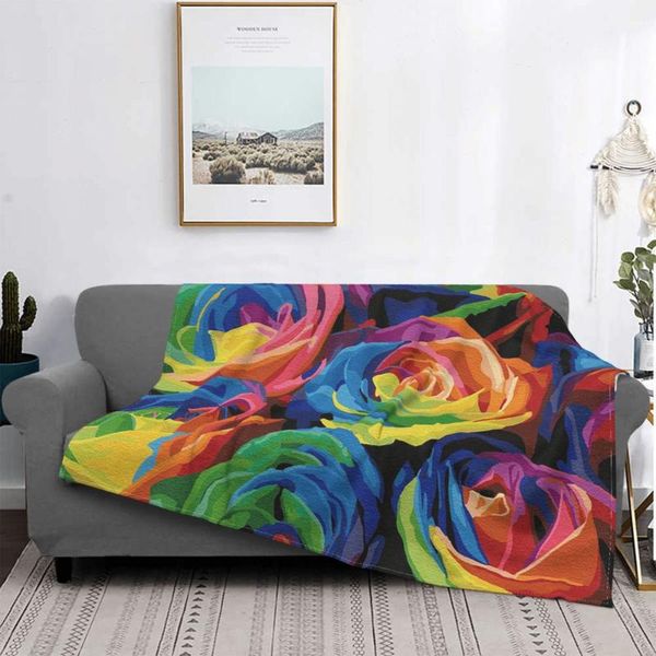 

blankets colorful flower fleece all season roses watercolor breathable soft throw blanket for bed outdoor plush thin quilt