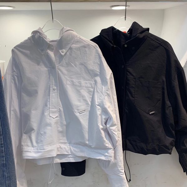 

jacket 2021 hooded drawstring design coat windbreaker women's long-sleeved loose thin fashionable and handsome 9n7b, Black;brown