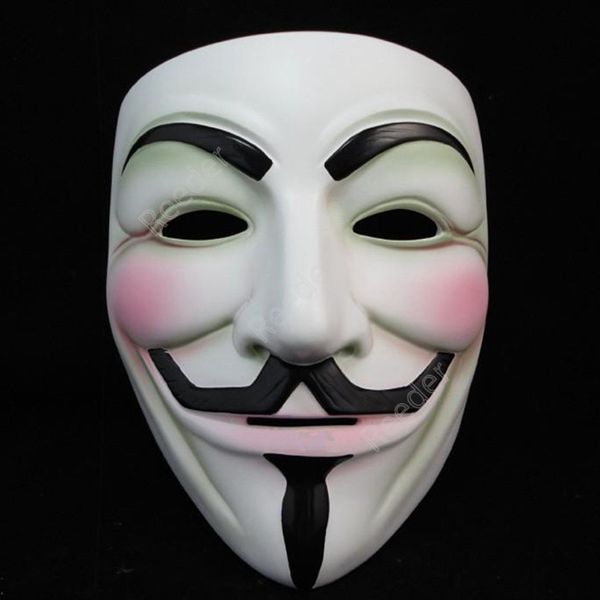 White V Mask Masquerade Mask Eyeliner Halloween Maschere a pieno facciale Puntelli per feste Vendetta Anonymous Movie Guy Masks DHR68