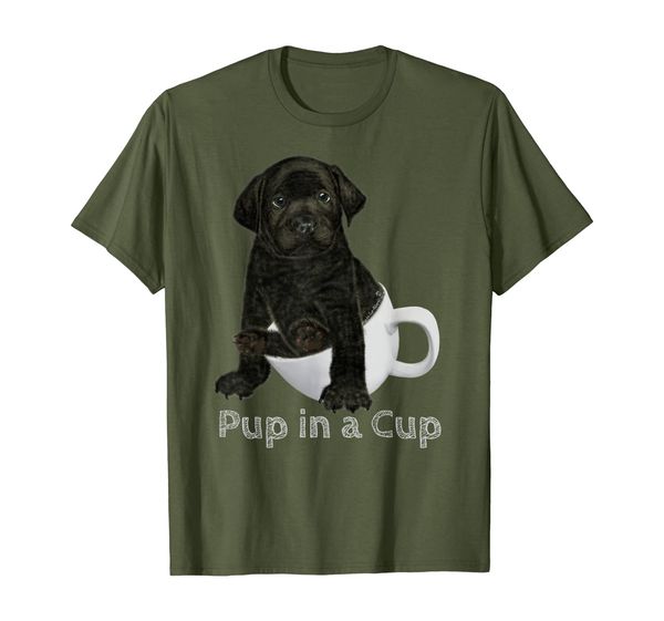 

labrador retriever puppy in a teacup t-shirt, White;black