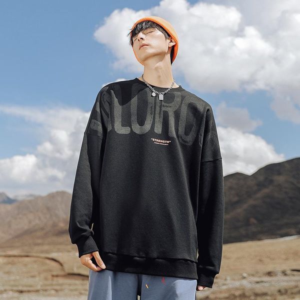 

men's hoodies & sweatshirts tfetters 2021 youth fashion autumn and winter loose casual men clothes letters printed sweatshirt clothing, Black