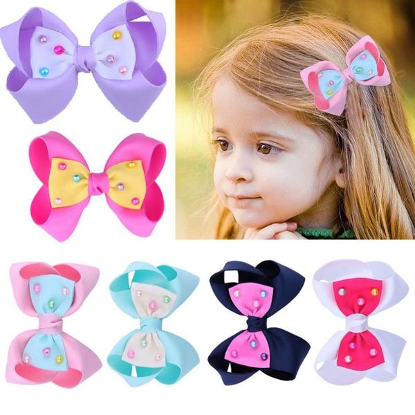 

children's bow bobby pins girls hairpins baby hair clips accessories, Slivery;white
