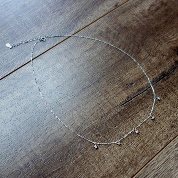 

sterling silver tiny cz stars charm necklace women a2245 chains