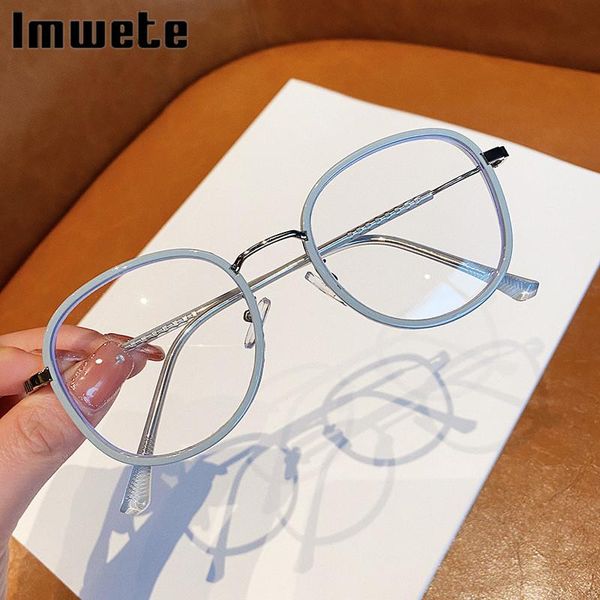 Imwete Mode Anti Blaues Licht Brillengestell Männer Frauen Metallrahmen Vintage Optische Brillen Schwarze Brille Große Sonnenbrille