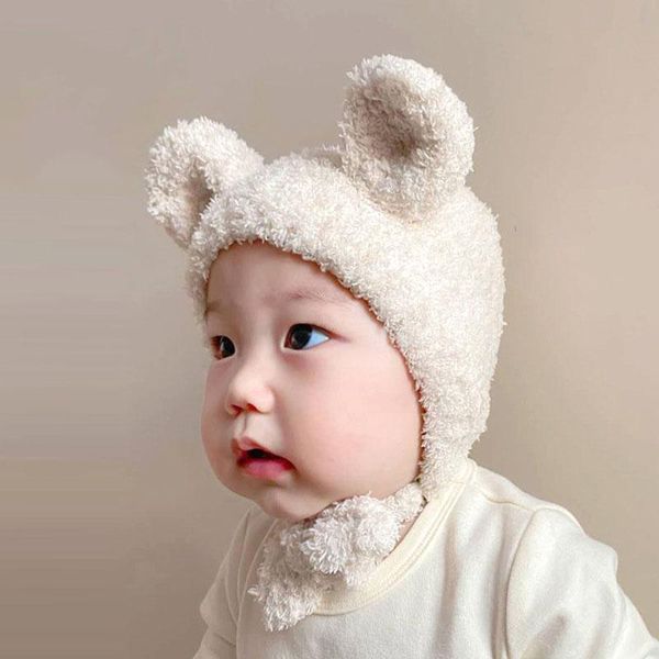

caps & hats winter toddlers kids fleece cute 3d cartoon bear ear cap baby children adjustable thicken warm accessories, Yellow