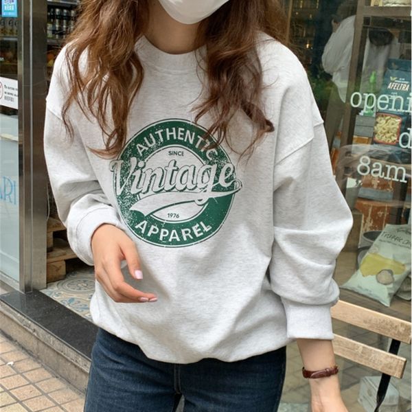 

autumn and winter 2021 new korean style loose letter printing versatile round neck pullover long sleeve women's sweater, Blue;black