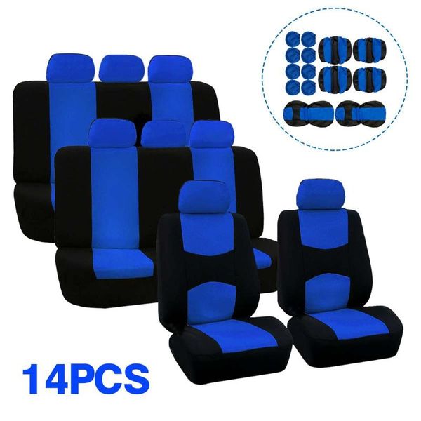 

14pcs for 8 seats car seat cover protector cushion polyester fabric breathable universial van suv covers