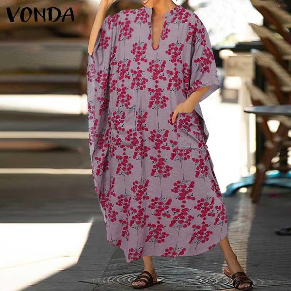 

s-5xl women dress vonda autumn casual long sleeve vintage floral printed maxi dresses plus size bohemian vestidos femme robe, Black;gray
