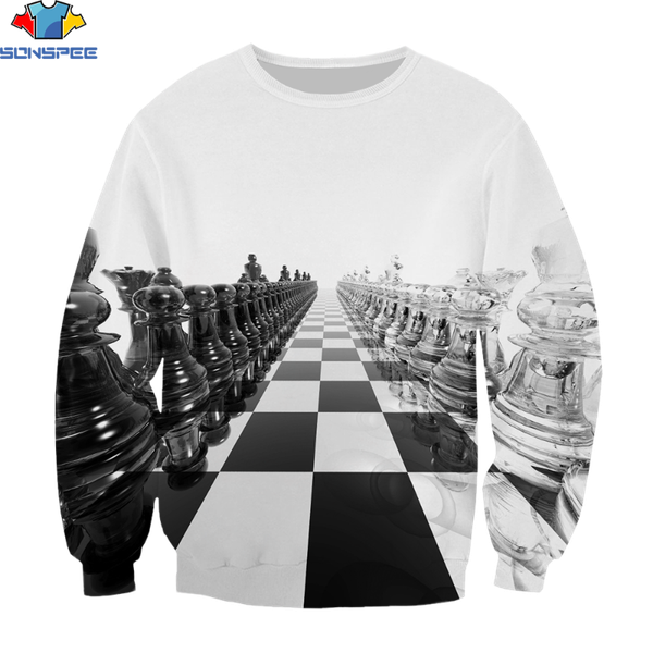 

men's hoodies & sweatshirts sonspee 3d without cap men sweatshirt international chess printing hoodie ladies/men fashion long sleeve ov, Black
