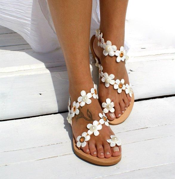 

sandals 2022 summer flower large size bohemia beach shoes flip-flop women's casual sandalias de mujer, Black