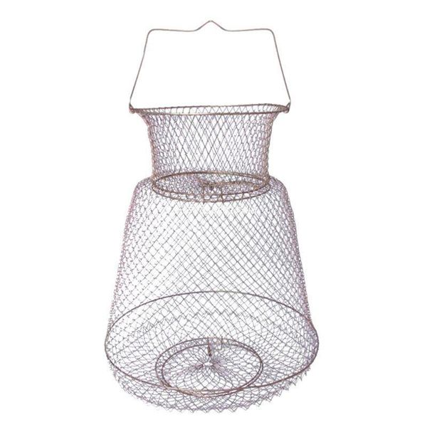 

fishing accessories 1pc foldable steel wire cage fish crab squid shrimp trap portable basket net pot dropship