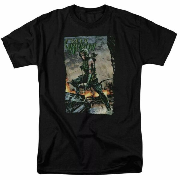 

Green Arrow Fire and Rain T Shirt Licensed Comic Book Tee Black, White;black