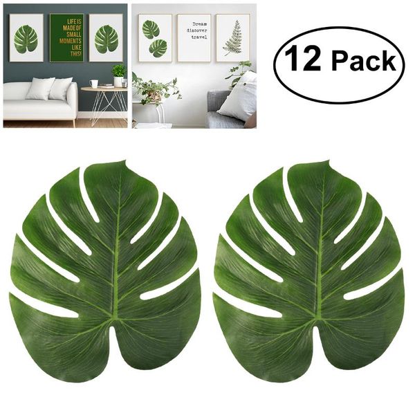 

decorative flowers & wreaths tinksky 12pcs 35x29cm artificial tropical palm leaves simulation leaf for hawaiian luau party jungle beach them