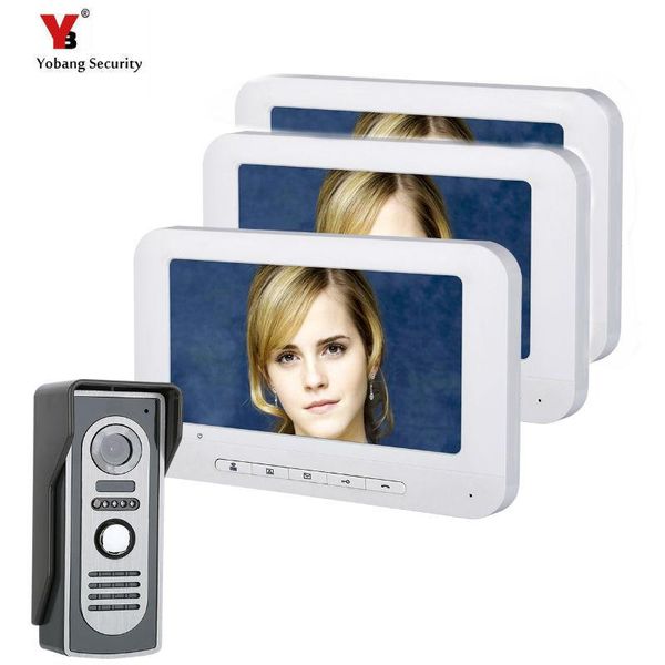 

units apartment video door intercom 7"inch monitor doorbell phone speakphone camera system phones