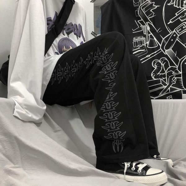 

women's pants & capris wide leg female student korean loose style spring and summer black high waist versatile casual, Black;white