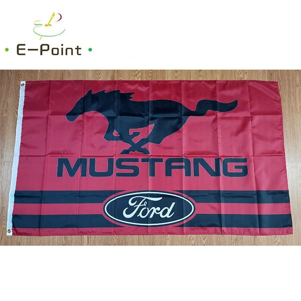 Ford Mustang Autoflagge, rot, 90 cm x 150 cm, Polyester-Flaggen, Banner-Dekoration, fliegende Heimgarten-Festgeschenke