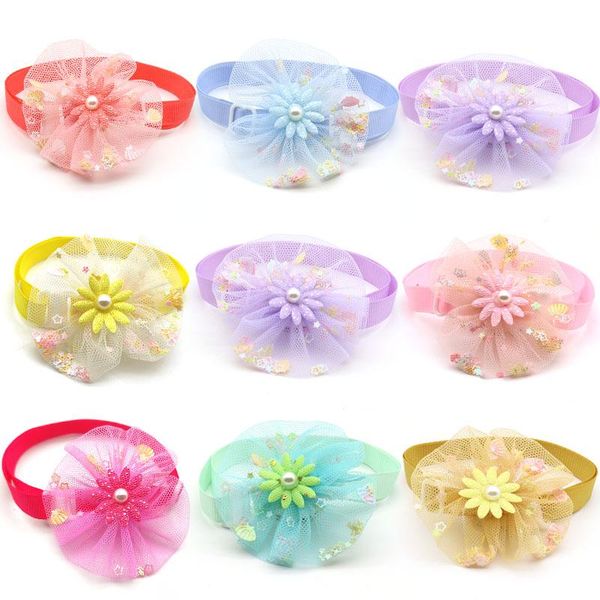 

dog apparel 30/50 pcs pet bow tie necktie lace puppy cat ties adjustable collar grooming accessories supplies