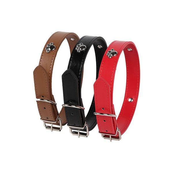 

dog collars & leashes collar pu puppy neck ring for all seoson pet red black brown dogs small medium doggie necklace