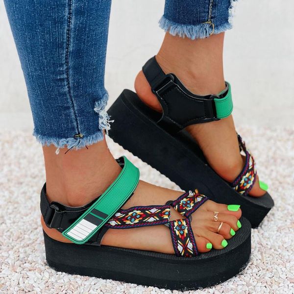 

sandals summer women wedges heel casual designer shoes footwear buckle strap open toe platform sandel, Black