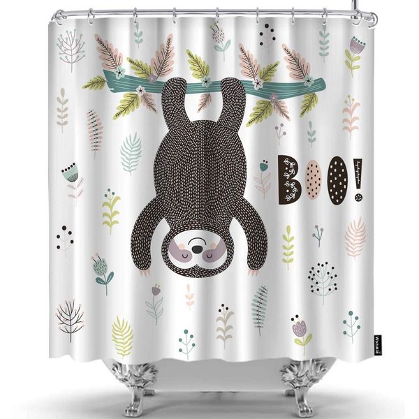 

sloth shower curtain cute sloth wearing apparel hanging from the tree boo voice playful mascot shower curtains home decorative