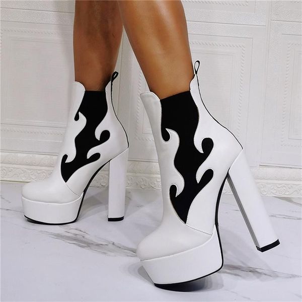 

boots waterproof platform thick heel fashion super high large 47 women's, Black