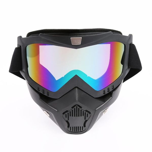 

outdoor eyewear motorcycle goggles detachable face protector atv dirt bike paintball goggle uv400 for men women helmets vintage glasses