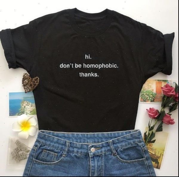 

women kuakuayu hjn hi dont be homophobic thanks graphic tee summer fashion 100% cotton gay lesbian pride casaul funny, White