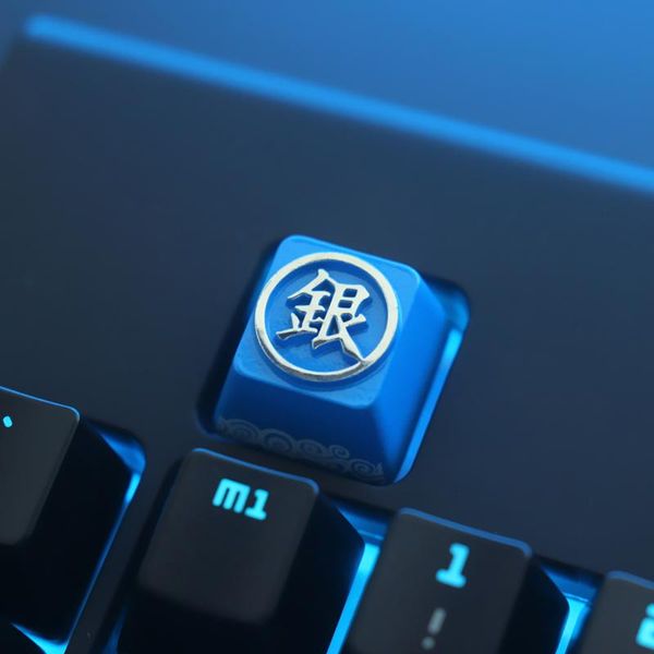 

keyboards gintama anime surrounding logo sakata gintoki personalized metal relief process aluminum alloy mechanical keyboard keycaps