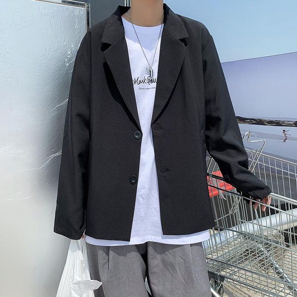 

men's suits & blazers 2021 spring autumn fashion korean style handsome casual single breasted turn-down collar for shopping, White;black