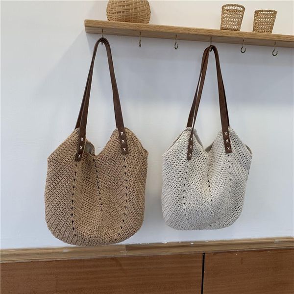 

evening bags casual large capacity straw women shoulder weave handbags handmade summer beach rattan bag big tote bali purses travel sac