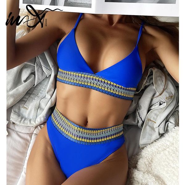 

women's swimwear in-x high waist bikini 2021 print swimsuit swimming suit triangle women sports bathing biquini summer sexy, White;black