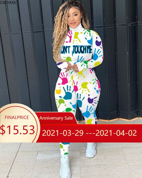 

cm.yaya workout knitted ribbed dont touch print rompers women jumpsuit zipper moto biker long sleeve fitness bodycon skinny, Black;white
