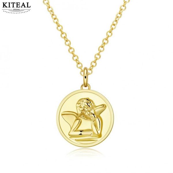 

pendant necklaces kiteal gold color girlfriend round coin golden religious pattern collane jewelry accessories, Silver
