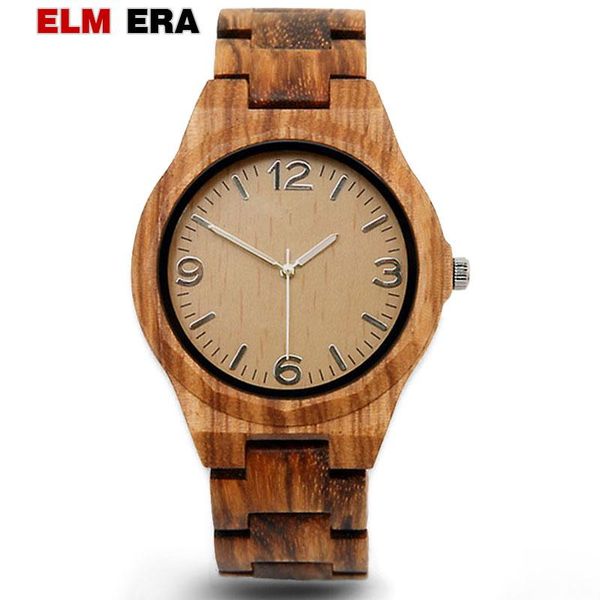 

wristwatches elmera mens wood watch relogio masculino de luxo reloj hombre 2021 wrist large dial wooden brand male, Slivery;brown