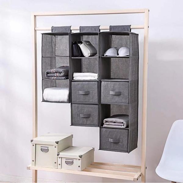 

storage boxes & bins creative wardrobe hanging bag interlayer drawer type clothes hangers holder portable organizer closet organizers