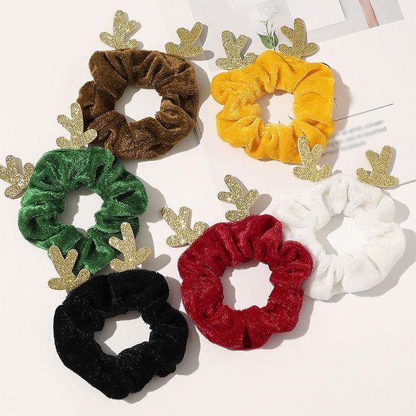 

elk flannel hair rope soft velvet ties christmas scrunchies ring elastic bands solid color accessories1