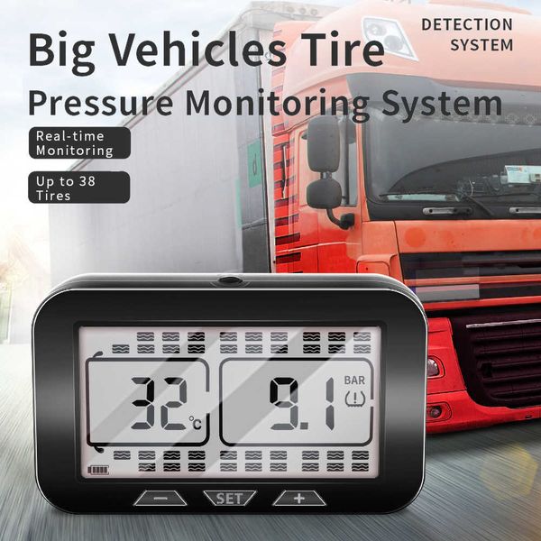 

trucks solar power tpms car eighteen tires pressure alarm 24 hour monitor auto security system tyre pressure temperature warning