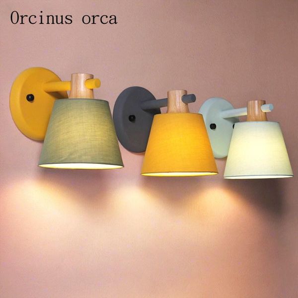 

wall lamps nordic creative personality color lamp living room hallway bedroom bedside modern minimalist fabric