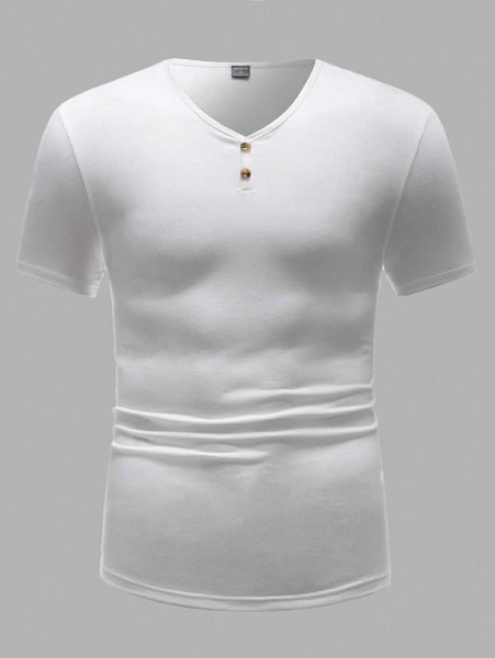 

men v-neck buttoned detail o6sz#, White;black