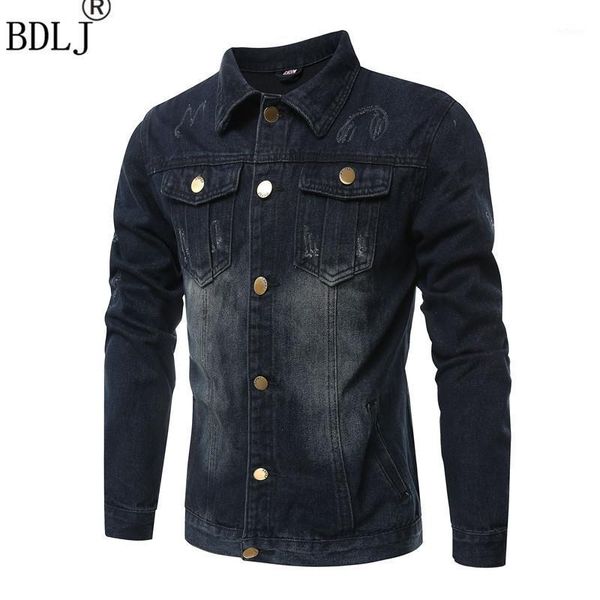

men's jackets bdlj 2021 denim jacket fashion brand clothing slim leisure street retro plus, Black;brown