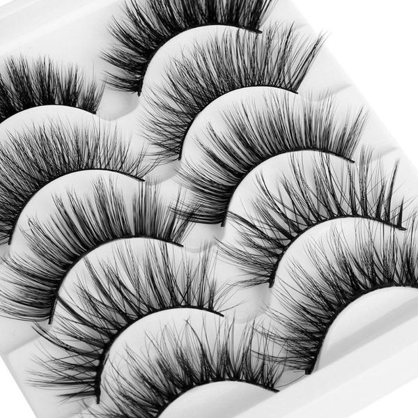 

false eyelashes 5 pairs soft 3d mink hair mixed styles handmade wispy full volume feathery flared variety pack natrual lashes