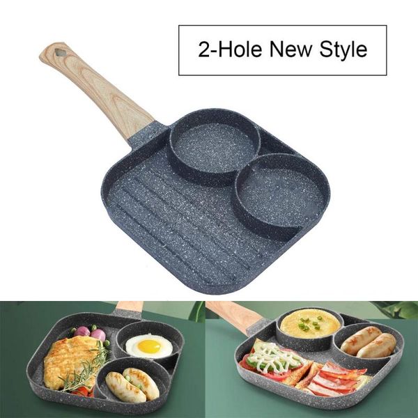 

pans two-hole frying pot pan thickened omelet non-stick egg pancake steak ham maker breakfast whisk