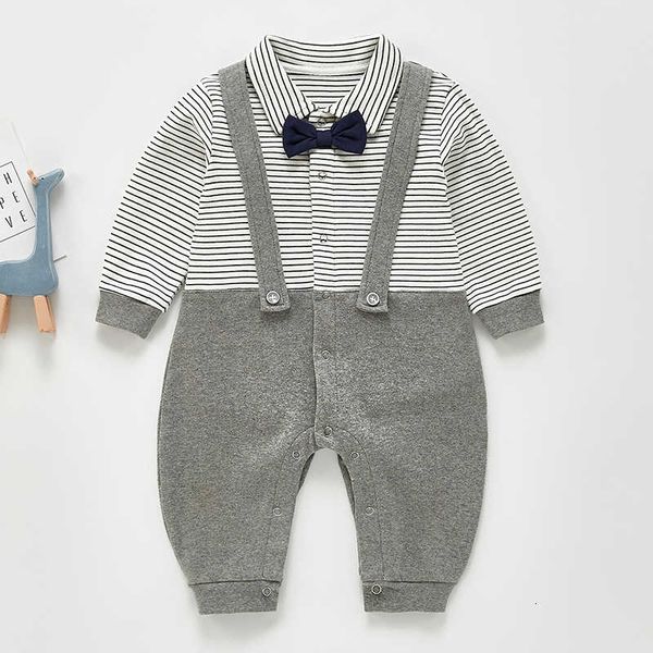 

casual boys gentleman stripes romper spring long sleeve boy rompers jumpsuit baby clothes, Blue