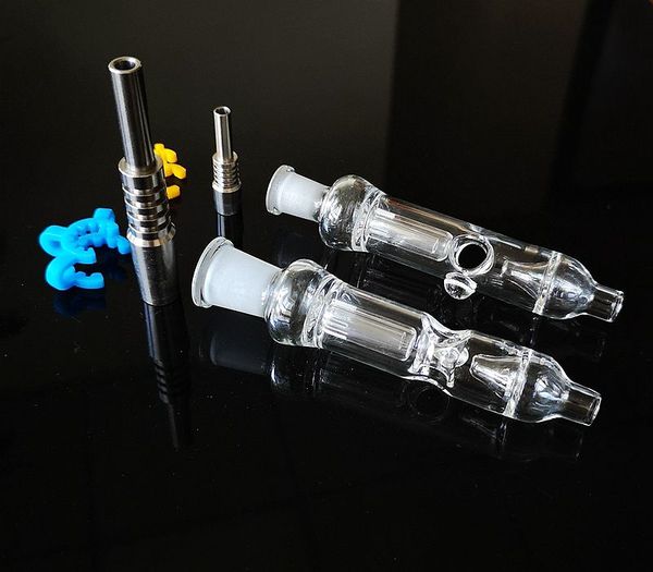 Nector Collector Mini Bong in vetro con 10mm 14mm Chiodo in titanio Plastica Keck Dab Oil Rigs Piccola pipa ad acqua Kit NC NC12 Tubi per fumatori