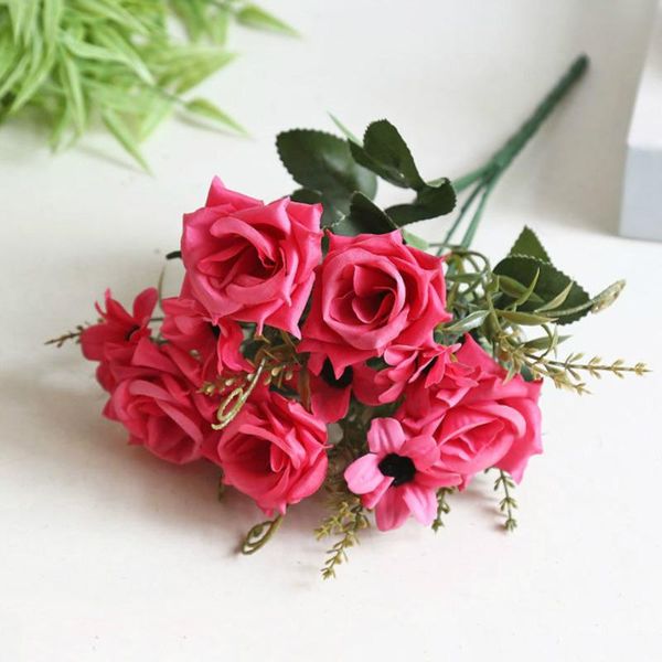 

bouquet multicolor artificial australian horn rose fake flowers for diy wedding party christmas home decro garden festival decorative & wrea