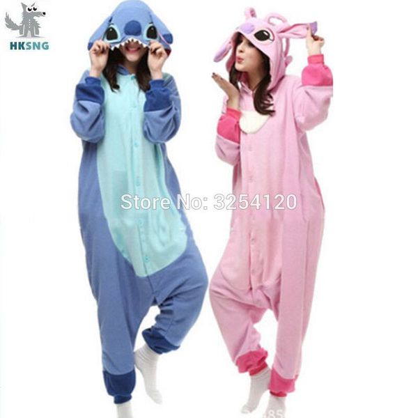 

hksng animal blue pink stich onesies kigurumi pajama anime cartoon cosplay costumes sleepwear outfit jumpsuit, Black;white