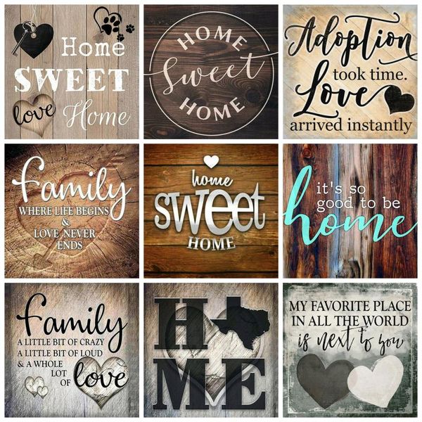 

diamond painting huacan 5d diy kit full square mosaic text cartoon embroidery cross stitch home sweet gift